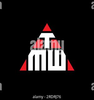 Logo en forme de triangle TMW. Monogramme de logo triangle TMW. Modèle de logo vecteur triangle TMW avec couleur rouge. TMW triangul Illustration de Vecteur