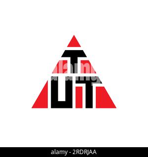 Logo de lettre triangle TUT avec forme de triangle. Monogramme de logo triangle TUT. Modèle de logo vecteur triangle TUT avec couleur rouge. TUT triangul Illustration de Vecteur