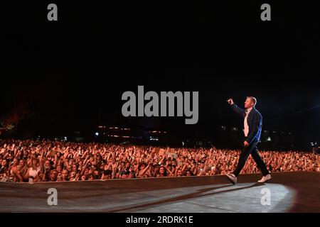 Ostrava, République tchèque. 22 juillet 2023. Le rappeur américain Macklemore se produit dans le cadre du festival Colours of Ostrava, Lower Vitkovice Compound, Ostrava, République tchèque, le 22 juillet, 2023. Crédit : Jaroslav Ozana/CTK photo/Alamy Live News Banque D'Images