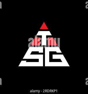 Logo de lettre triangle TSG avec forme de triangle. Monogramme de logo triangle TSG. Modèle de logo vecteur triangle TSG avec couleur rouge. TSG triangul Illustration de Vecteur