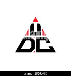 Logo de lettre triangle UDC avec forme de triangle. Monogramme de logo triangle UDC. Modèle de logo vectoriel triangle UDC avec couleur rouge. UDC triangul Illustration de Vecteur