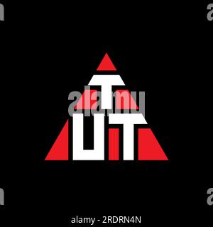 Logo de lettre triangle TUT avec forme de triangle. Monogramme de logo triangle TUT. Modèle de logo vecteur triangle TUT avec couleur rouge. TUT triangul Illustration de Vecteur