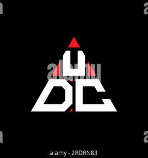 Logo de lettre triangle UDC avec forme de triangle. Monogramme de logo triangle UDC. Modèle de logo vectoriel triangle UDC avec couleur rouge. UDC triangul Illustration de Vecteur