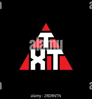 Logo de lettre triangle TXT avec forme de triangle. Monogramme de logo triangle TXT. Modèle de logo vecteur triangle TXT avec couleur rouge. TXT triangul Illustration de Vecteur