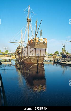 Quai des Caravels. Palos de la Frontera, province de Huelva, Andalousie, Espagne. Banque D'Images