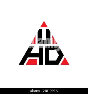 Logo de lettre triangle UHD avec forme de triangle. Monogramme de conception de logo triangle UHD. Modèle de logo vecteur triangle UHD avec couleur rouge. UHD triangul Illustration de Vecteur