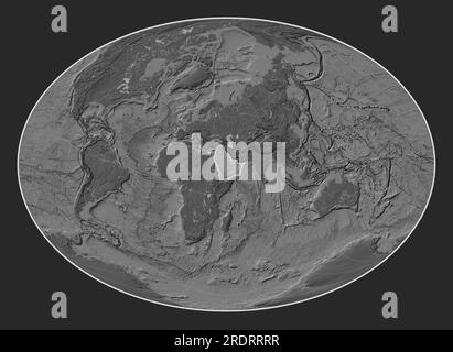 Plaque tectonique arabe sur la carte d'élévation à deux niveaux dans la projection oblique de Fahey centrée méridien et latitudinal. Banque D'Images