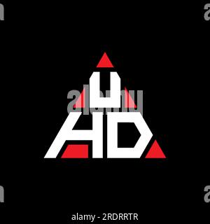 Logo de lettre triangle UHD avec forme de triangle. Monogramme de conception de logo triangle UHD. Modèle de logo vecteur triangle UHD avec couleur rouge. UHD triangul Illustration de Vecteur