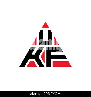 Logo de lettre triangle UKF avec forme de triangle. Monogramme de logo triangle UKF. Modèle de logo vectoriel triangle UKF avec couleur rouge. UKF triangul Illustration de Vecteur