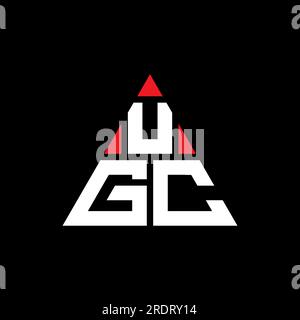 Logo de lettre triangle UGC avec forme de triangle. Monogramme de logo triangle UGC. Modèle de logo vecteur triangle UGC avec couleur rouge. UGC triangul Illustration de Vecteur