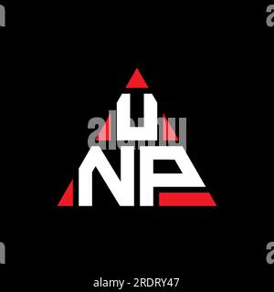 Logo de lettre triangle UNP avec forme de triangle. Monogramme de logo triangle UNP. Modèle de logo vecteur triangle UNP avec couleur rouge. UNP triangul Illustration de Vecteur