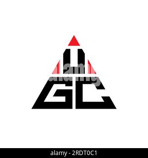 Logo de lettre triangle UGC avec forme de triangle. Monogramme de logo triangle UGC. Modèle de logo vecteur triangle UGC avec couleur rouge. UGC triangul Illustration de Vecteur