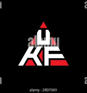 Logo de lettre triangle UKF avec forme de triangle. Monogramme de logo triangle UKF. Modèle de logo vectoriel triangle UKF avec couleur rouge. UKF triangul Illustration de Vecteur