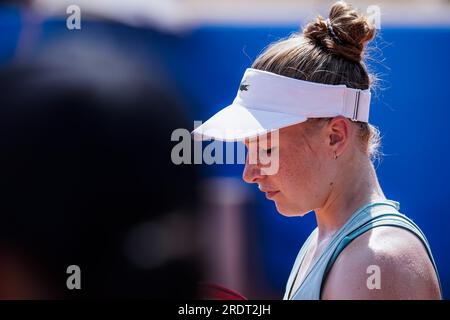 Nice, France. 21 juillet 2023. Céline Naef pour l'équipe suisse contre Alize Cornet pour l'équipe française lors de la Hopman Cup 2023, Championnats du monde ITF par équipes mixtes le 21 2023 juillet au Nice Lawn tennis Club à Nice, France - photo Emilie Lohmann/OLLI Media/DPPI crédit : DPPI Media/Alamy Live News Banque D'Images