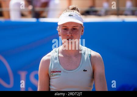 Nice, France. 21 juillet 2023. Céline Naef pour l'équipe suisse contre Alize Cornet pour l'équipe française lors de la Hopman Cup 2023, Championnats du monde ITF par équipes mixtes le 21 2023 juillet au Nice Lawn tennis Club à Nice, France - photo Emilie Lohmann/OLLI Media/DPPI crédit : DPPI Media/Alamy Live News Banque D'Images