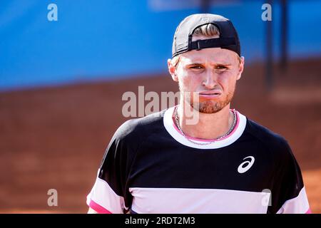 Nice, France. 21 juillet 2023. Leandro Riedi pour l'équipe de Suisse contre Richard Gasquet pour l'équipe de France lors de la Hopman Cup 2023, Championnats du monde ITF par équipes mixtes le 21 2023 juillet au Nice Lawn tennis Club à Nice, France - photo Emilie Lohmann/OLLI Media/DPPI crédit : DPPI Media/Alamy Live News Banque D'Images