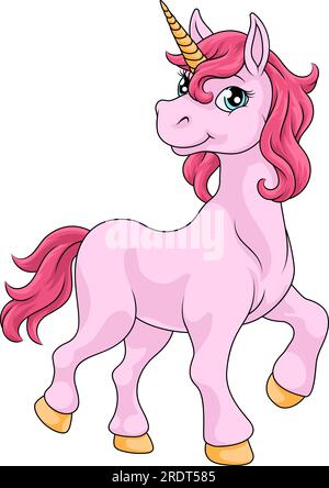 Licorne Horn Horn Animal Cartoon Mascot de Myth Illustration de Vecteur