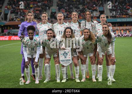 Dunedin, Nouvelle-Zélande. 23 juillet 2023. L'équipe féminine de football du Portugal pose pour une photo de groupe lors du match de la coupe du monde féminine de la FIFA 2023 entre les pays-Bas et le Portugal au stade Dunedin. Score final ; pays-Bas 1:0 Portugal. (Photo Luis Veniegra/SOPA Images/Sipa USA) crédit : SIPA USA/Alamy Live News Banque D'Images