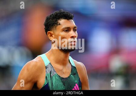 LONDRES, Royaume-Uni - 23 juillet 2023 : Wayde van Niekerk, d'Afrique du Sud, regarde devant l'épreuve du 400m masculin lors de la London Athletics Meet, qui fait partie de la série de la Diamond League 2023 au London Stadium. Crédit : Craig Mercer/Alamy Live News Banque D'Images