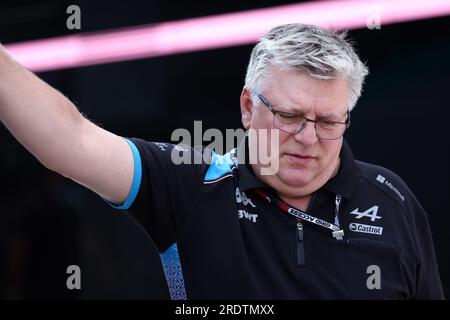 Mogyorod, Hongrie. 23 juillet 2023. Otmar Szafnauer, directeur de l'équipe Alpine F1 dans le paddock avant le Grand Prix F1 de Hongrie. Crédit : Marco Canoniero/Alamy Live News Banque D'Images