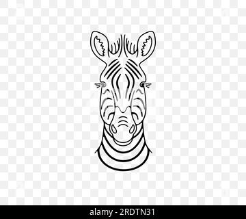 Tête de zèbre, animaux et savane africaine, design graphique linéaire. Nature, faune, safari, zoo, nature sauvage et faune, conception vectorielle et illustration Illustration de Vecteur