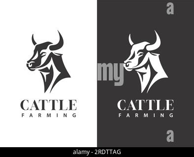 Conception de logo de tête de vache, étiquette de logo d'emblème de silhouette de tête de vache. Logo personnalisé. Vecteur élégant d'illustration de conception de symbole de logo pour l'entreprise. Illustration de Vecteur