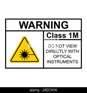 Icône d'étiquette de classe de danger de rayonnement laser 1M, symbole d'information de sécurité illustration vectorielle . Illustration de Vecteur