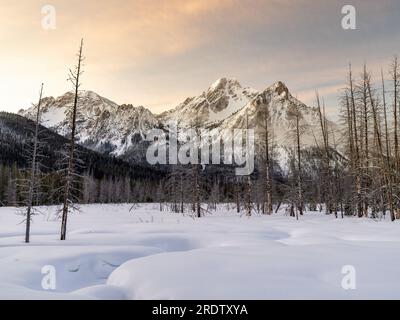 Montagne couverte de neige dans la nature sauvage de l'Idaho Banque D'Images