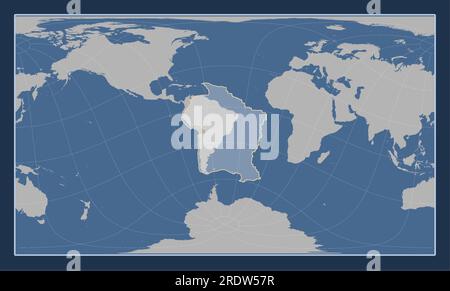 Plaque tectonique sud-américaine sur la carte de contour solide dans la projection cylindrique oblique de Patterson centrée méridien et latitudinal. Illustration de Vecteur