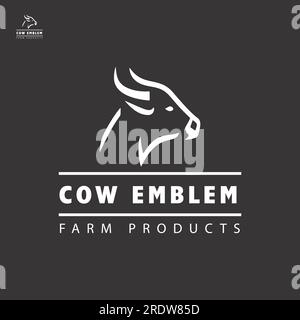 Conception de logo de tête de vache, étiquette de logo d'emblème de silhouette de tête de vache. Logo personnalisé. Vecteur élégant d'illustration de conception de symbole de logo pour l'entreprise. Illustration de Vecteur