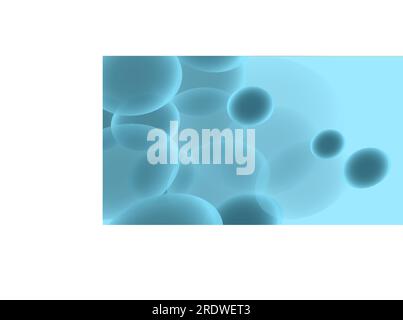 Texture de bleu transparent abstrait volumétrique magie à la mode de diverses formes de bulles cosmiques d'air clair, gouttes sur fond bleu et copie s. Illustration de Vecteur