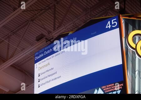 Finales du Championnat du monde de corde à sauter, Colorado Springs, Colorado, États-Unis. 23 juillet 2023. Double Dutch Single freestyle Credit : Casey B. Gibson/Alamy Live News Banque D'Images