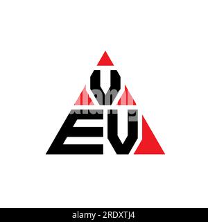 Logo de lettre triangle VEV avec forme de triangle. Monogramme de logo triangle VEV. Modèle de logo vecteur triangle VEV avec couleur rouge. VEV triangul Illustration de Vecteur