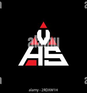 Logo de lettre triangle VHS avec forme de triangle. Monogramme de logo triangle VHS. Modèle de logo vecteur triangle VHS avec couleur rouge. VHS triangul Illustration de Vecteur