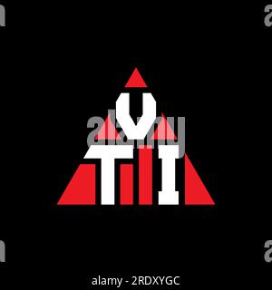 Logo de lettre triangle VTI avec forme de triangle. Monogramme de logo triangle VTI. Modèle de logo vecteur triangle VTI avec couleur rouge. VTI triangul Illustration de Vecteur