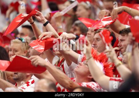 Gdansk, Pologne. 23 juillet 2023. Supporters lors du match de la Ligue des nations FIVB de volleyball masculin entre la Pologne et les États-Unis le 19 juillet 2023 à Gdansk Pologne. (Photo de Piotr Matusewicz/PressFocus/Sipa USA) crédit : SIPA USA/Alamy Live News Banque D'Images