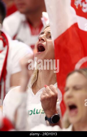 Gdansk, Pologne. 23 juillet 2023. Supporters lors du match de la Ligue des nations FIVB de volleyball masculin entre la Pologne et les États-Unis le 19 juillet 2023 à Gdansk Pologne. (Photo de Piotr Matusewicz/PressFocus/Sipa USA) crédit : SIPA USA/Alamy Live News Banque D'Images