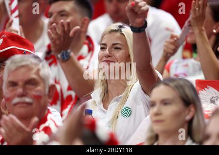 Gdansk, Pologne. 23 juillet 2023. Supporters lors du match de la Ligue des nations FIVB de volleyball masculin entre la Pologne et les États-Unis le 19 juillet 2023 à Gdansk Pologne. (Photo de Piotr Matusewicz/PressFocus/Sipa USA) crédit : SIPA USA/Alamy Live News Banque D'Images