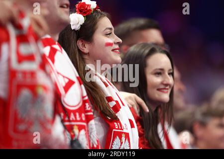Gdansk, Pologne. 23 juillet 2023. Supporters lors du match de la Ligue des nations FIVB de volleyball masculin entre la Pologne et les États-Unis le 19 juillet 2023 à Gdansk Pologne. (Photo de Piotr Matusewicz/PressFocus/Sipa USA) crédit : SIPA USA/Alamy Live News Banque D'Images