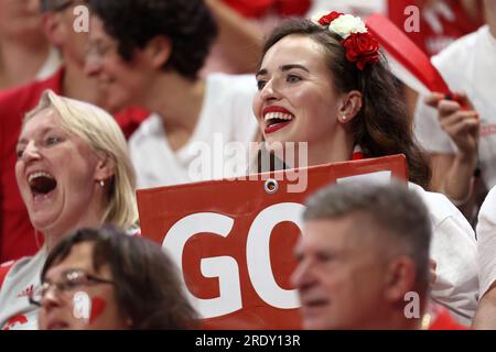 Gdansk, Pologne. 23 juillet 2023. Supporters lors du match de la Ligue des nations FIVB de volleyball masculin entre la Pologne et les États-Unis le 19 juillet 2023 à Gdansk Pologne. (Photo de Piotr Matusewicz/PressFocus/Sipa USA) crédit : SIPA USA/Alamy Live News Banque D'Images