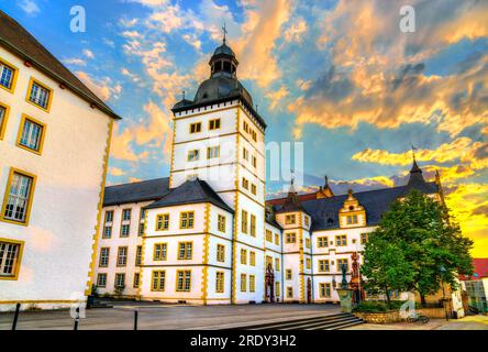 Gymnase Theodorianum à Paderborn au coucher du soleil - Rhénanie du Nord-Westphalie, Allemagne Banque D'Images