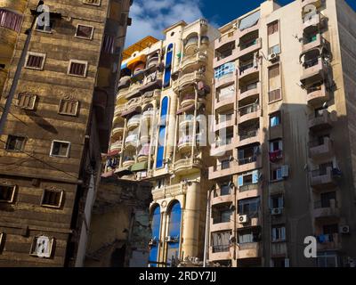 La ville d'Alexandrie est située sur la côte méditerranéenne nord de l'Egypte, à l'ouest du delta du Nil. Fondée vers 331 av. J.-C. par Alexandre le Banque D'Images