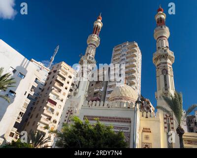 La ville d'Alexandrie est située sur la côte méditerranéenne nord de l'Egypte, à l'ouest du delta du Nil. Fondée vers 331 av. J.-C. par Alexandre le Banque D'Images