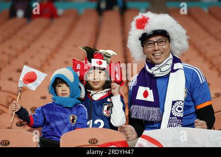 Hamilton, Nouvelle-Zélande. 22 juillet 2023. Supporters du Japon, 22 juillet 2023 - football/football : les supporters du Japon posent avant la coupe du monde féminine de la FIFA, Australie et Nouvelle-Zélande, 2023 Group C match entre le Japon et la Zambie au Waikato Stadium à Hamilton, Nouvelle-Zélande. Crédit : AFLO/Alamy Live News Banque D'Images