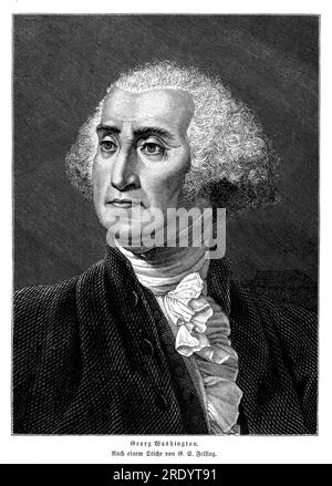 George Washington (1732-1799) était un chef militaire américain, homme d'État, et le premier président des États-Unis (1789-1797). Il a joué un rôle central dans la guerre d'indépendance américaine, commandant l'armée continentale et menant les colonies à la victoire contre les forces britanniques. Banque D'Images