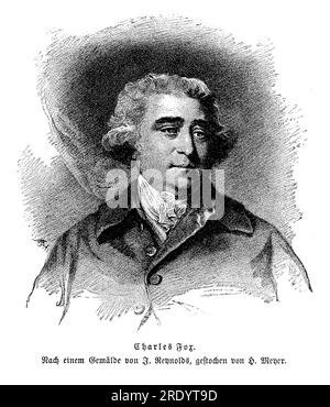 Portrait de Charles Fox (1749-1806) éminent homme d'État et homme politique britannique à la fin du 18e siècle et au début du 19e siècle. Il était connu pour son éloquence, son esprit et ses opinions politiques radicales. Fox était membre du parti Whig et a occupé divers postes gouvernementaux Banque D'Images