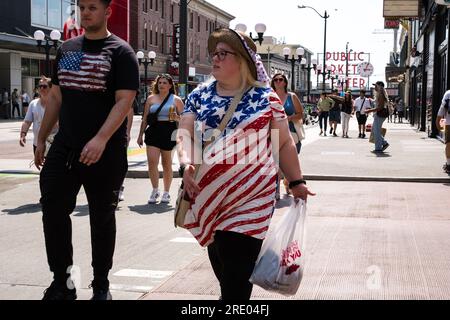 Seattle, États-Unis. 4 juillet 2023. Des patriotes à Seattle le 4. Banque D'Images