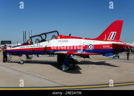 Empire Test Pilots School ASTRA British Aerospace BAe Hawk T1 avion à réaction XX341 exposé au riat. Avion d'essai d'avion d'entraînement avancé à la stabilité ETPS Banque D'Images