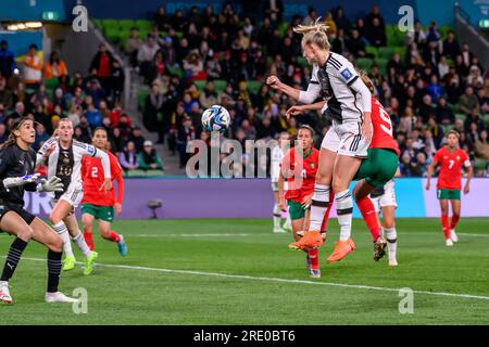 Melbourne, Australie. 24 juillet 2023. Lea Schueller d'Allemagne lors du match de la coupe du monde féminine de la FIFA 2023 entre l'Allemagne féminine et le Maroc féminine au Melbourne Rectangular Stadium, Melbourne, Australie, le 24 juillet 2023. Photo de Richard Nicholson. Usage éditorial uniquement, licence requise pour un usage commercial. Aucune utilisation dans les Paris, les jeux ou les publications d'un seul club/ligue/joueur. Crédit : UK Sports pics Ltd/Alamy Live News Banque D'Images