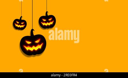 Joyeux halloween avec des citrouilles suspendues effrayantes Banque D'Images